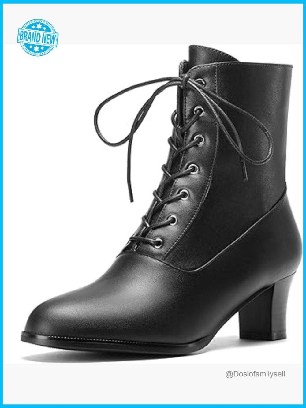 Victorian Lace Up Ankle Boots Side Zipper Vintage Steampunk Costume Booties